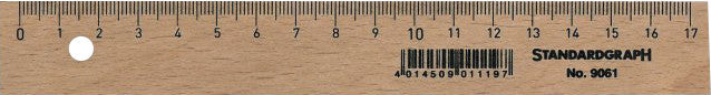 Standardgraph Wandtafel-Lineal 17 cm – Holz (Buche), Braun, mit Stahl-Schneidekante