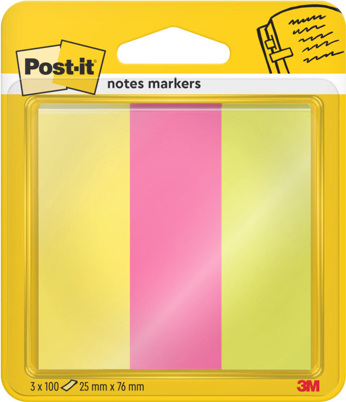 3M Seitenmarker – 25×76 mm – neon, sortiert, 3×100 Stück, recyclingfähig