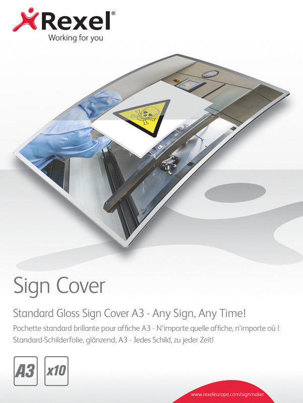 Rexel Schilderfolie Sign Cover A3, glänzend – für Rexel SignMaker, 10 Stk.