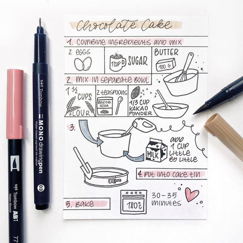 Tombow Brush Pen ABT Dual – Pinselspitze 3-10 mm, Feinspitze 0,3 mm – Blush – wasservermalbar