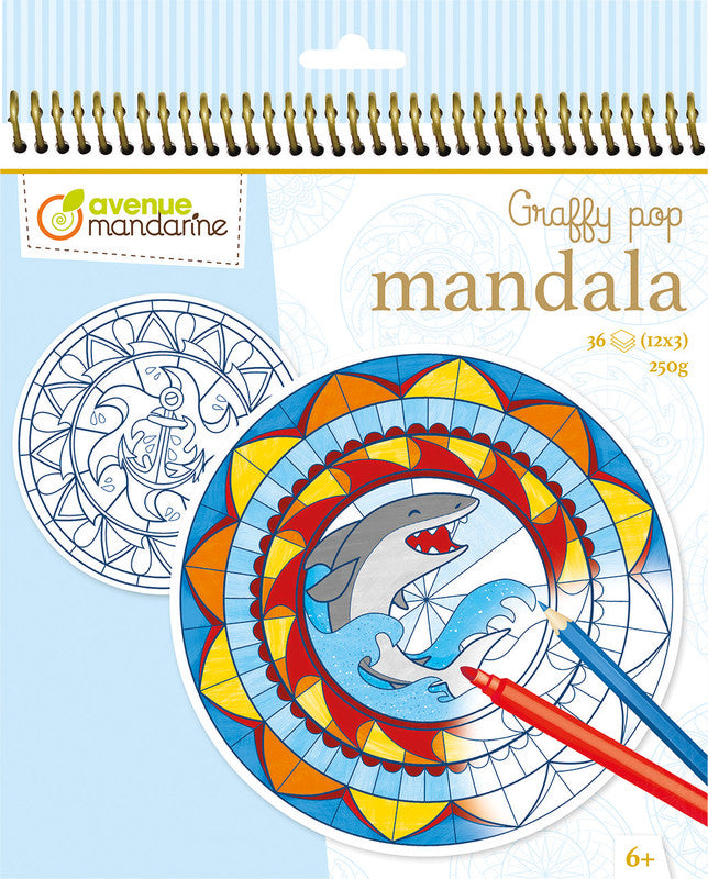 Avenue mandarine Mandala Graffy Pop Malbuch, Karton, 20 × 25,5 cm, Mehrfarbig, ab 6 Jahren