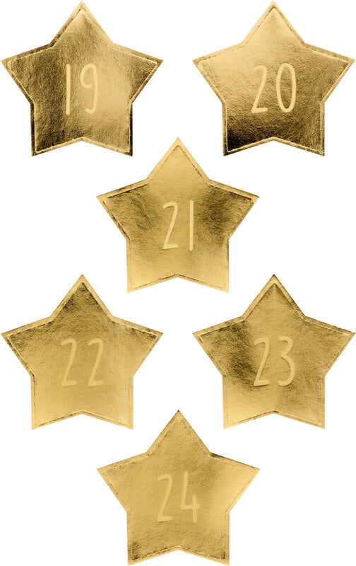 Folia Schmucketiketten, Adventskalender 1–24 – 90 × 140 mm – Gold – 24 Stk.