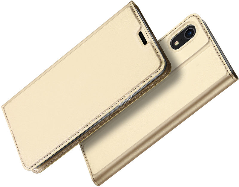 Dux Ducis Booklet-Hülle Skin Pro – für Apple iPhone XR – gold – mit Kartenfach, Magnetverschluss