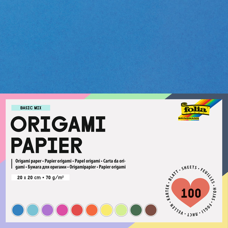 Folia Basic Faltblätter Mix – 200 × 200 mm – 70 g/m² – sortiert – 100 Blatt