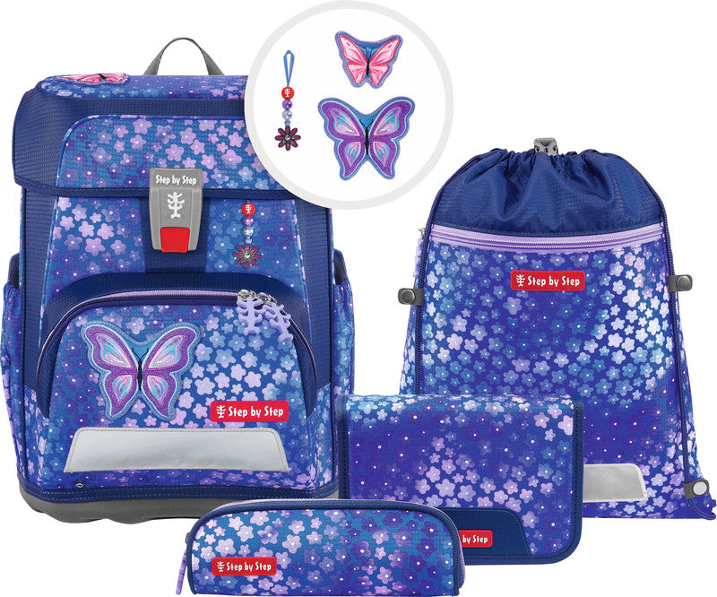 Step by Step Schulrucksack-Set Cloud – 5-teilig – Butterfly Maja – Recycelte Materialien