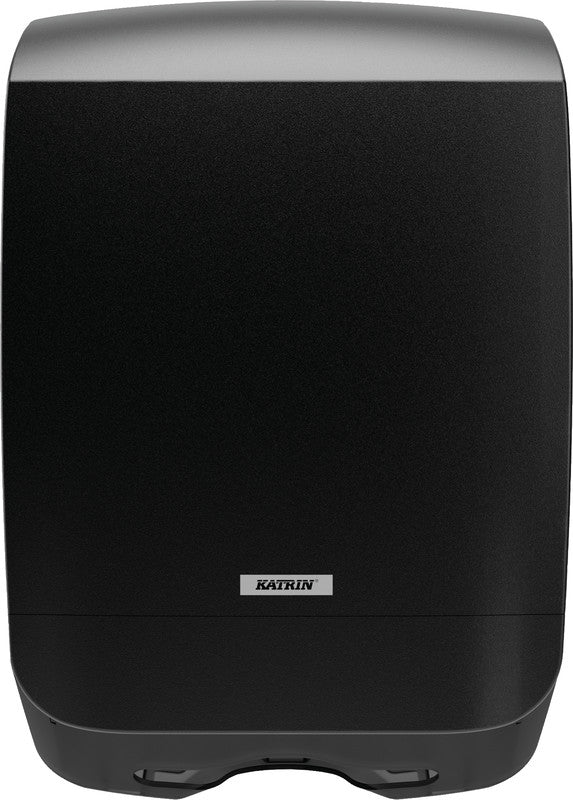 Katrin Falthandtuchspender Inclusive Medium Schwarz – für Falthandtücher bis 240 mm – 301 × 445 × 142 mm