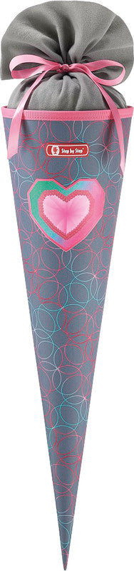 Step by Step Schultüte 70 cm × Ø 18 cm, 5 l – Motiv Glitter Heart Hazle – Serie SPACE – rPET