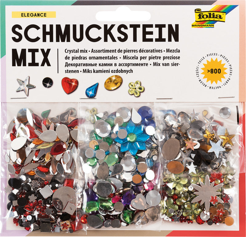 Folia Schmucksteine – sortiert, 800 Stück, Acryl