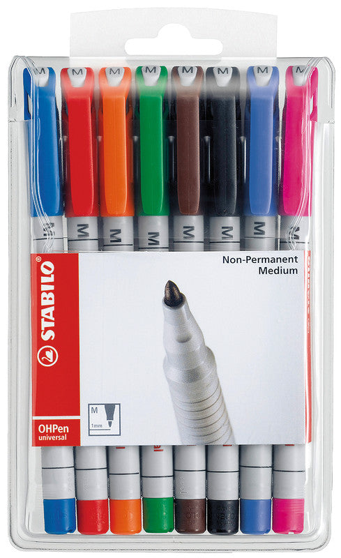 STABILO Non-Permanent-Marker – mittel 1 mm – sortiert – 8er-Set – feucht abwischbar