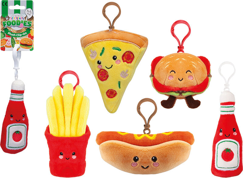 Noname SOMBO Schlüsselanhänger – Plüsch, H 120 mm, assortiert, Motiv "Fast Food"