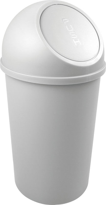 Helit Papierkorb the flip – 25 l – mit Deckel, Kunststoff, lichtgrau – Ø 312 × H 615 mm