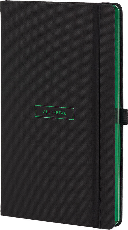 Castelli Notizbuch, 130 × 210 mm, liniert, Leimbindung, 192 Seiten, 80 g/m² – schwarz