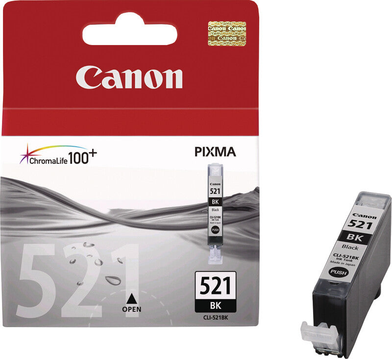 Canon Tintenpatrone CLI-521BK, Schwarz, 1'250 Seiten – für CLI-521