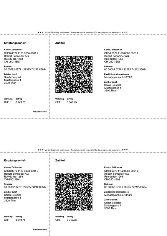 Dataform Formular – für QR-Rechnung, 500 Blatt, A4