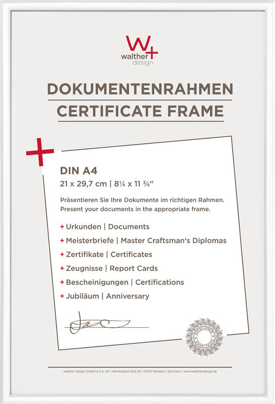 Walther Design Wechselrahmen, Kunststoff, Weiss, 21 × 29,7 cm, mit Aufhänger – eco:plus