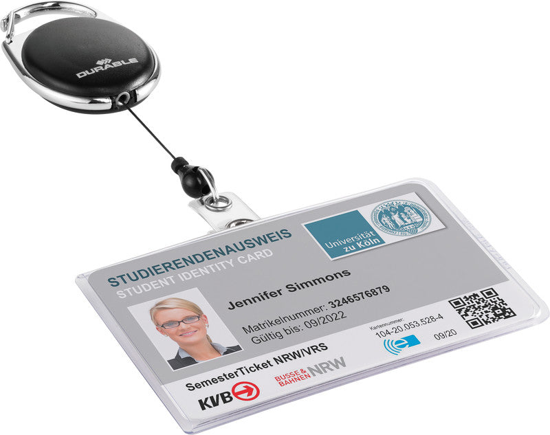 Durable Ausweishalter – für Betriebsausweise – 87 × 54 mm, Kunststoff, transparent, mit Clip – 1 Stück