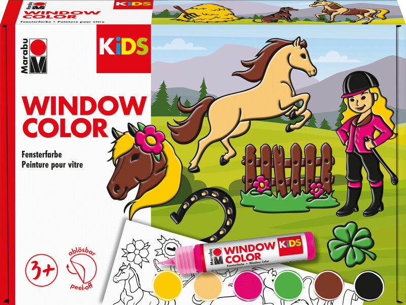 Marabu Fenstermalfarbe – Transparent, Farbintensiv – 6 Farben, 6×25 ml – Für Glas, Keramik, Spiegel