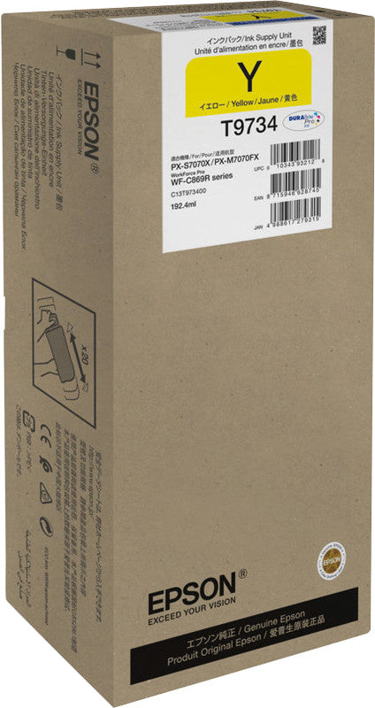 Epson Tintenpatrone T9734, Gelb, 22'000 Seiten – für Tintenstrahldrucker/Multifunktionsgeräte