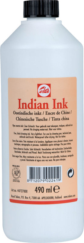 Talens Tusche – schwarz, 490 ml, für Reissfeder, Zeichenfeder & Pinsel