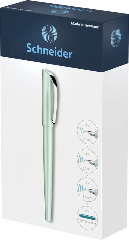 Schneider AG Schneider Callissima Kalligrafie Set – Bandzug 1,1/1,5/1,8 mm – für Rechts- & Linkshänder – Mint, Bermuda Blau