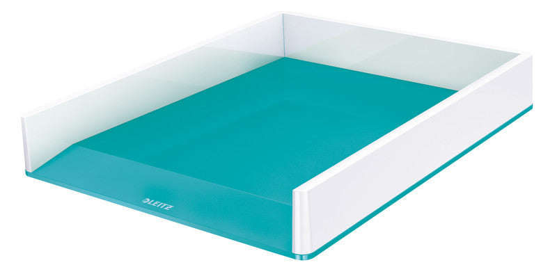Leitz WOW – Briefkorb für A4, Polystyrol (PS), Blau/Weiss, Hochglänzend, 267 × 49 × 336 mm