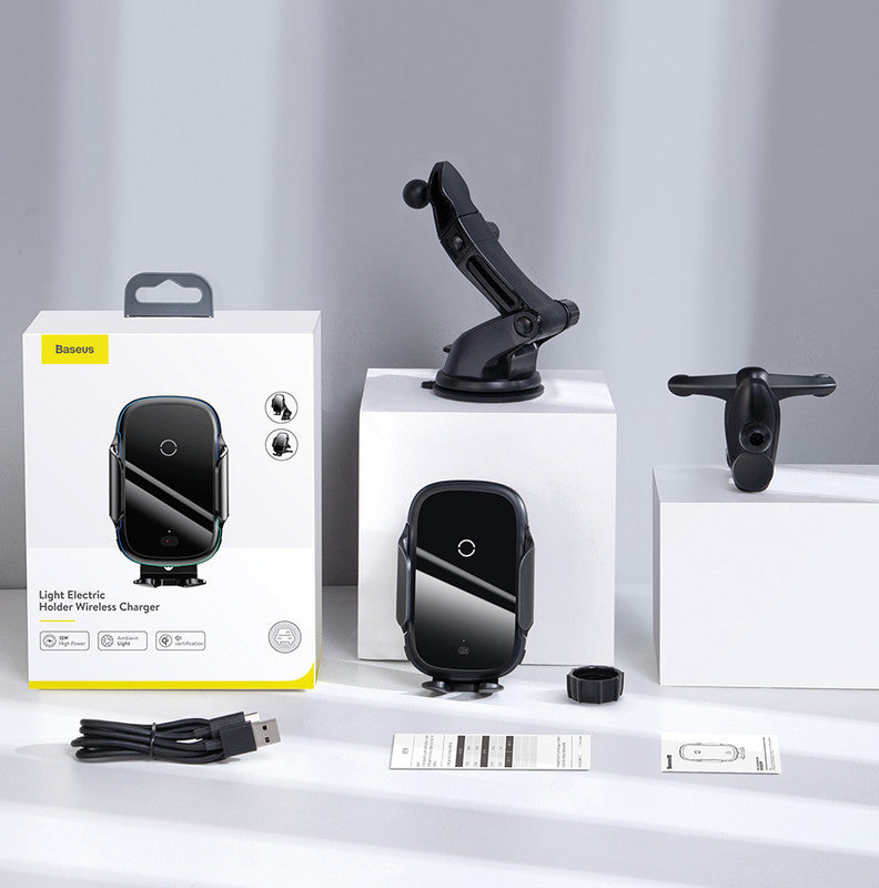 Baseus Qi-Auto-Halterung – 15 W, Auto-Klemmung (IR), für alle Qi-fähigen Smartphones, Lüftungsgitter/Dashboard