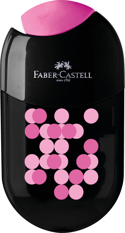 Faber-Castell Spitzer – manuell, 2-Loch, mit Behälter, für Blei- & Buntstifte 8 & 11 mm, Kunststoff