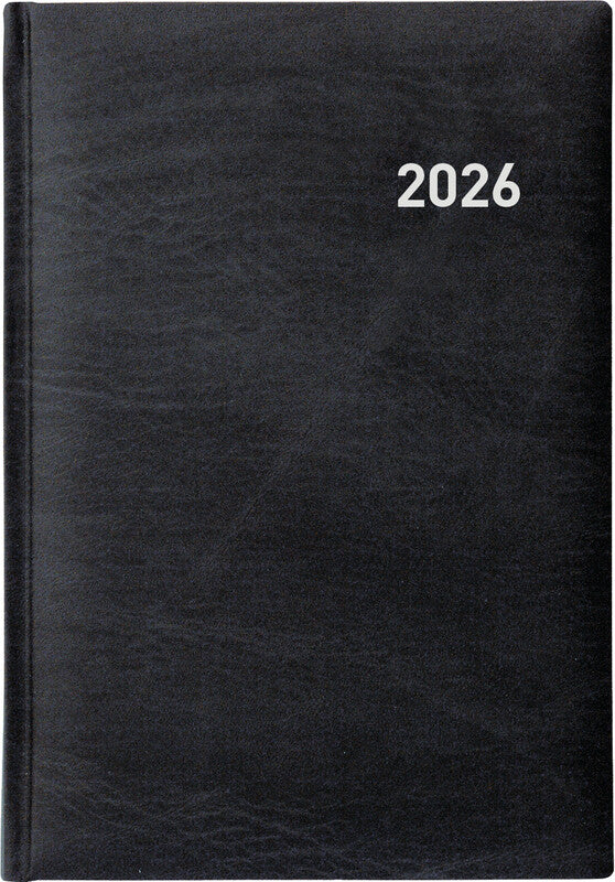 Biella Terminia Agenda – 1 Woche/2 Seiten, gebunden, 14,5 × 20,5 cm, 2026, 1-h-Takt, schwarz, FSC