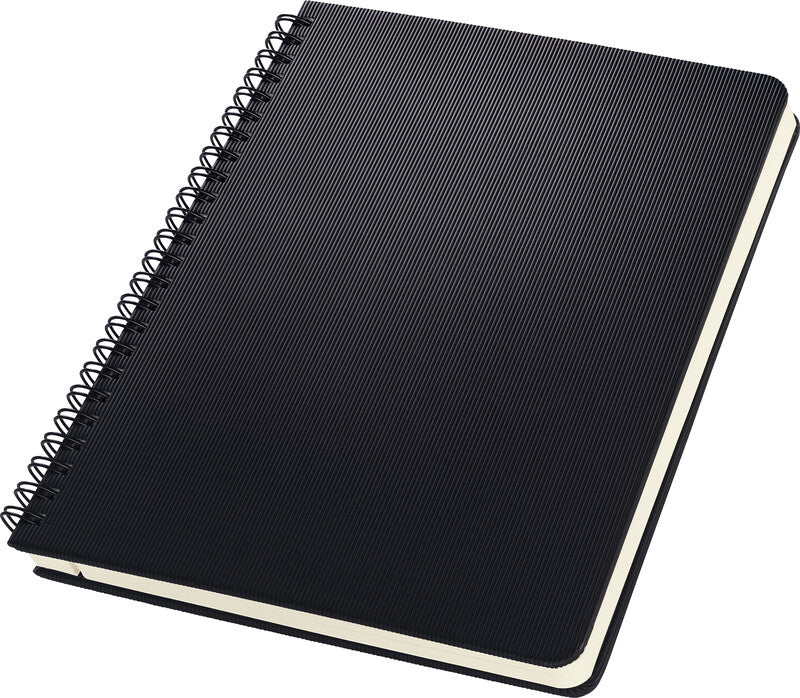 Sigel Spiralblock A5, liniert, Spiralbindung, Hardcover, 80 Blatt, 2-fach gelocht, perforiert – schwarz