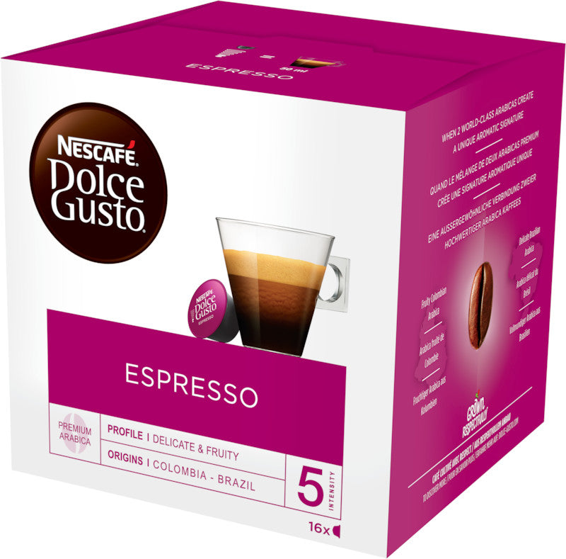 Nescafé Dolce Gusto Kaffeekapseln Espresso – für Dolce Gusto – Intensität 5 – 16 Kapseln