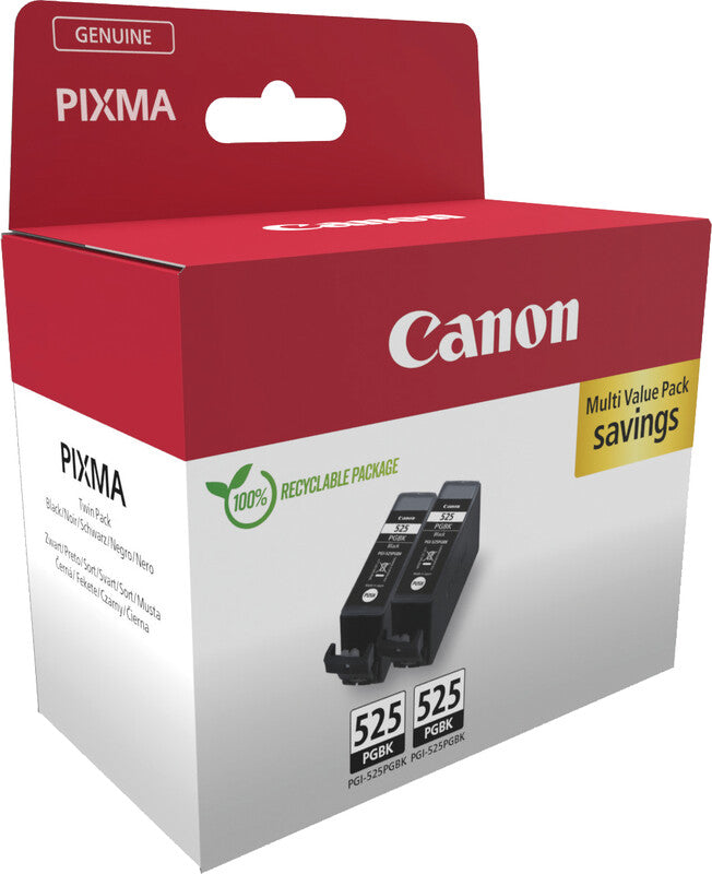 Canon Tintenpatronen-Multipack PGI-525BK, Schwarz, 2er-Pack