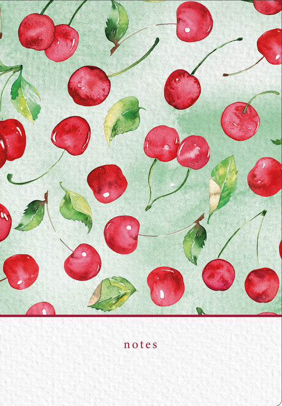 Natur verlag Notizbuch – A5 – 80 g/m² – gebunden, abgerundete Ecken, Lesebändchen – Kirschenmuster – FSC