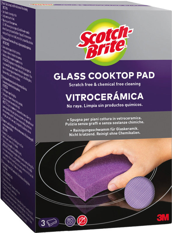 3M Schwamm – Kunststoff, 15 × 15 × 4 cm, violett, für Glaskeramik-Kochfelder, 1 Stk.