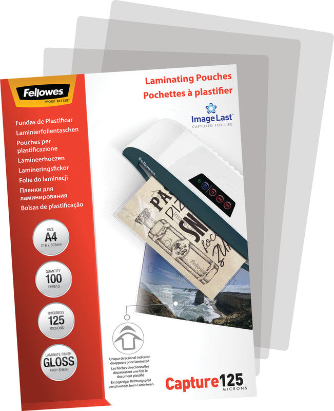 Fellowes Laminierfolien A4, glänzend – 125 µm, 216 × 303 mm, 100 Stk.