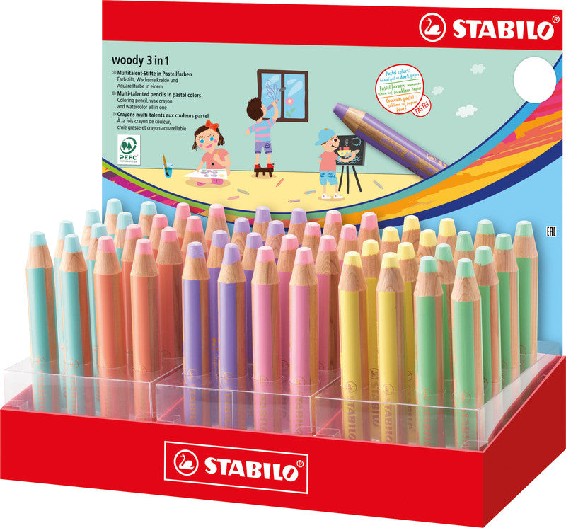 STABILO 3-in-1 Farbstifte woody – mehrfarbig, Display, Ø 4,2 mm, PEFC