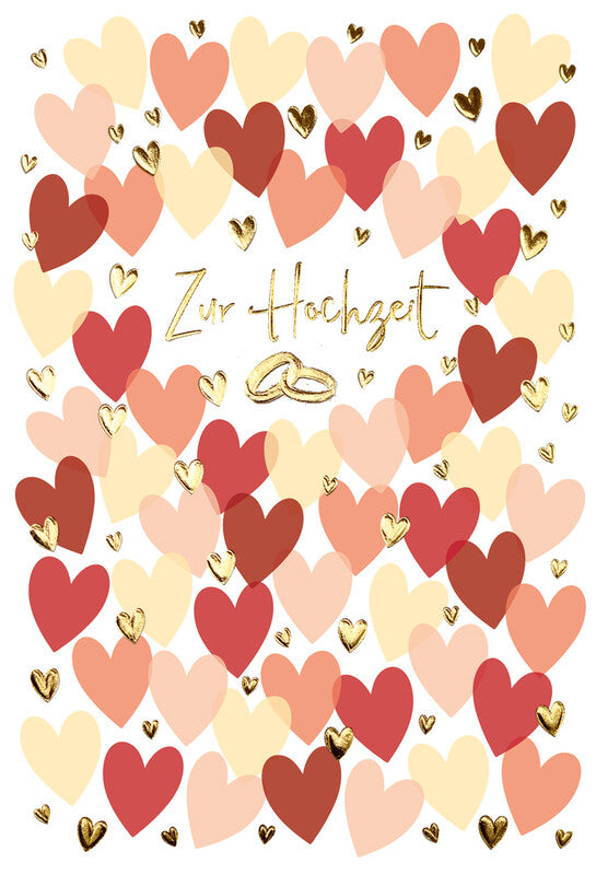 Kurt eulzer Grusskarte Hochzeit (Herzen) – 120 × 180 mm – mit Umschlägen, Text DE, Karton, 6er Pack