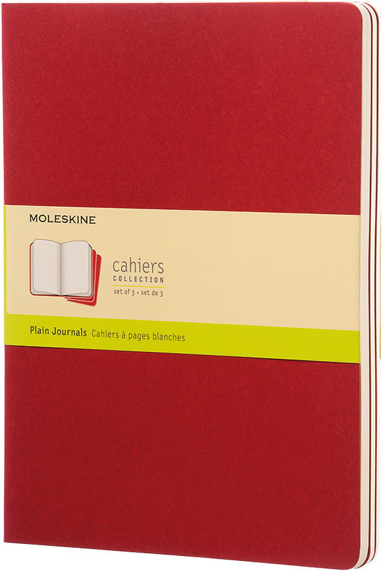 Moleskine Notizheft Cahiers Collection, Kartoneinband, 120 Seiten, 70 g/m² – Preiselbeerrot, 3er-Pack