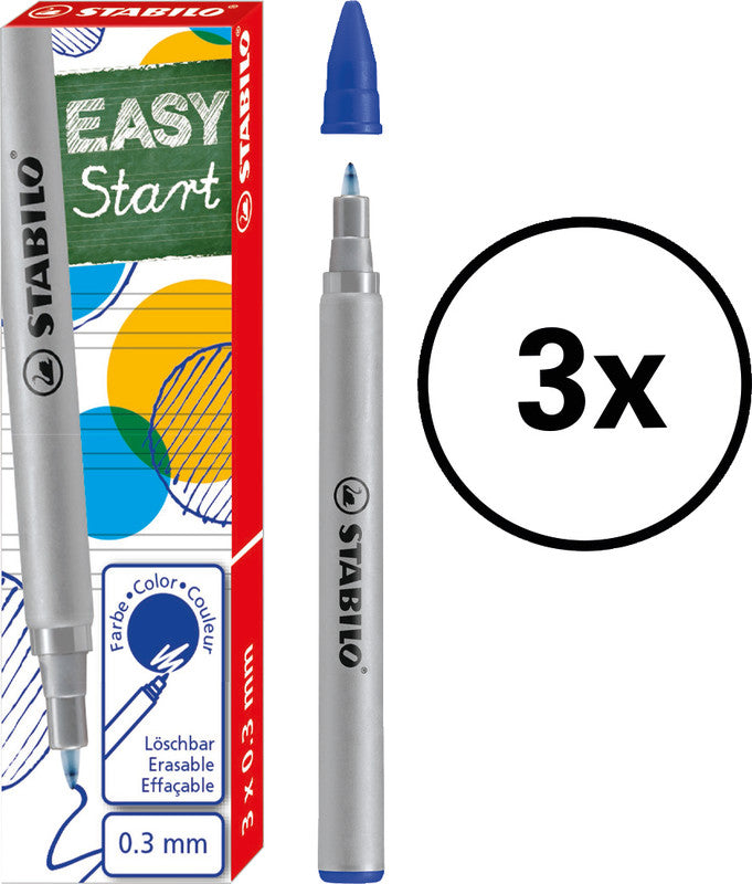 STABILO Tintenrollerpatronen EASYoriginal Start – Blau, 0,3 mm, geruchsarm, 3 Stk.