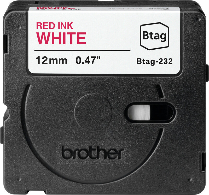 Brother Schriftband – 12 mm × 4 m, weiss, rot