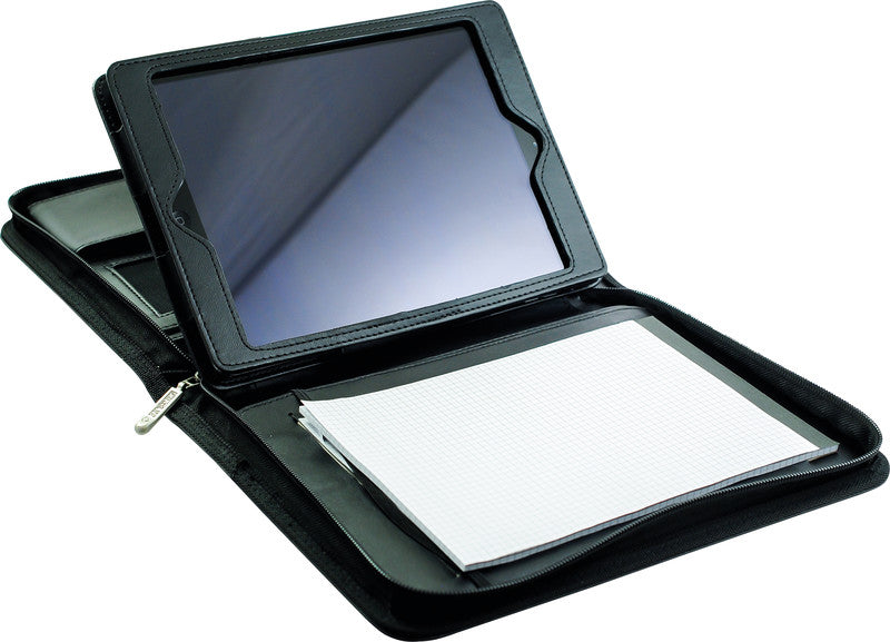 Schreibmappe Aventura Vario, für A5, für Tablets bis 10", Reissverschluss – Kunstleder – Schwarz