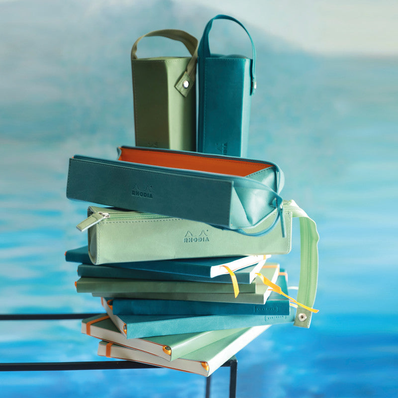 Rhodia Etui Schlamperetui, leer – grün céladon – Kunstleder – 23 × 5 × 5 cm