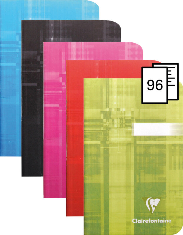 Clairefontaine Notizheft, 90 × 140 mm, kariert 5 mm, Klammerheftung, Karton, 96 Seiten, 90 g/m² – sortiert