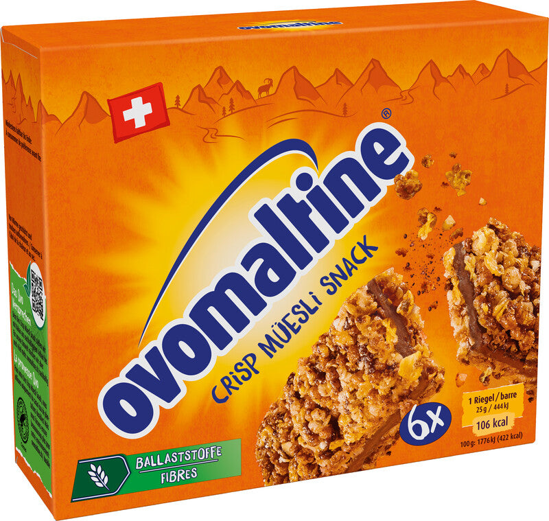 Ovomaltine Crisp Müesli Snack – Energieriegel – Schokolade – 6 × 25 g – 150 g