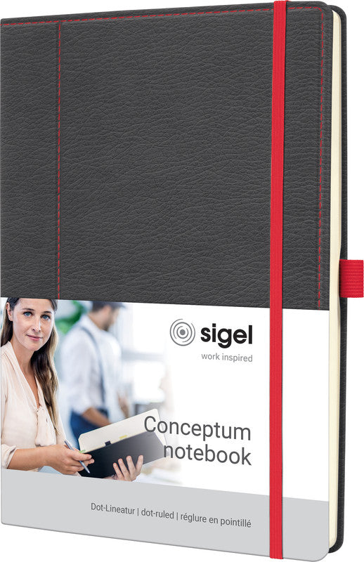 Sigel Notizbuch, 187 × 280 mm, punktkariert, Fadenheftung, 194 Seiten, 80 g/m² – grau