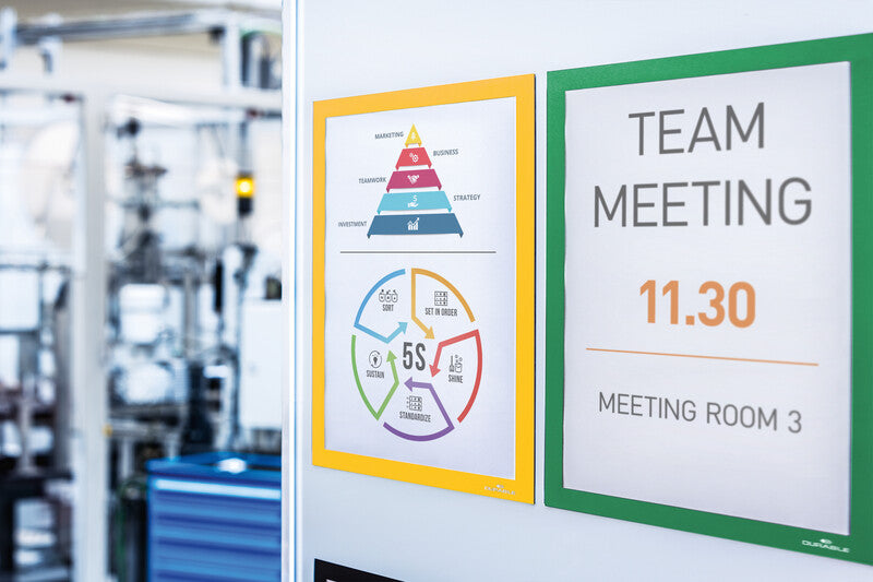 Durable Duraframe Magnetclip – 236 × 323 mm, gelb, wiederablösbar, magnetisch, 5er-Pack