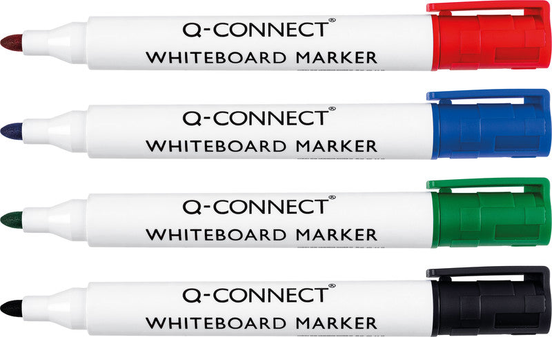 Q-CONNECT Whiteboard-Marker – Rundspitze 2 mm – Schwarz – trocken abwischbar