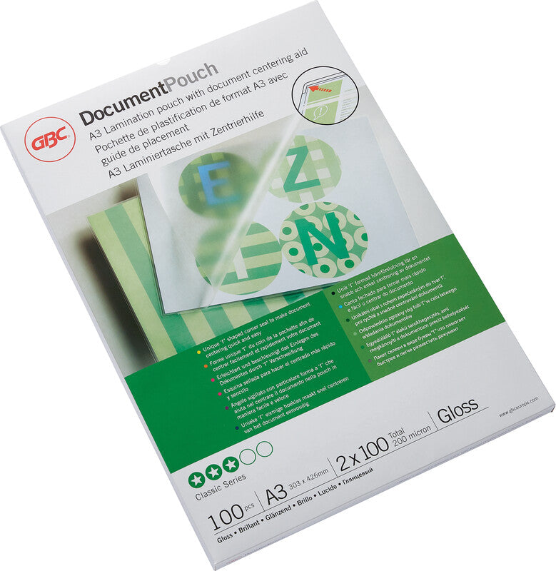 GBC Laminierfolien A3, glänzend – 100 µm, 303 × 426 mm, 100 Stk.