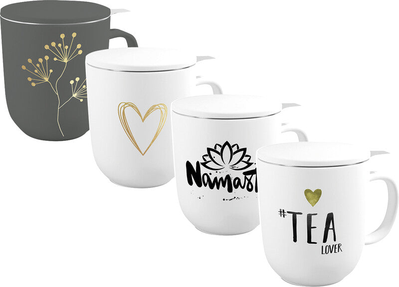 Ppd Pure Teetasse – 0,35 l, Porzellan, weiss, Deckel, inkl. rostfreies Teesieb