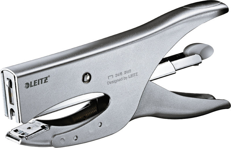 Leitz 5549 – Heftzange, 40 Blatt, für 24/6, 24/8, Hinterlademechanik, Einlegetiefe 70 mm, silber