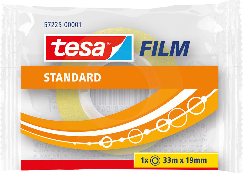TESA Klebeband – permanent, klar, Kunststoff, 19 mm × 33 m, Kern Ø 26 mm